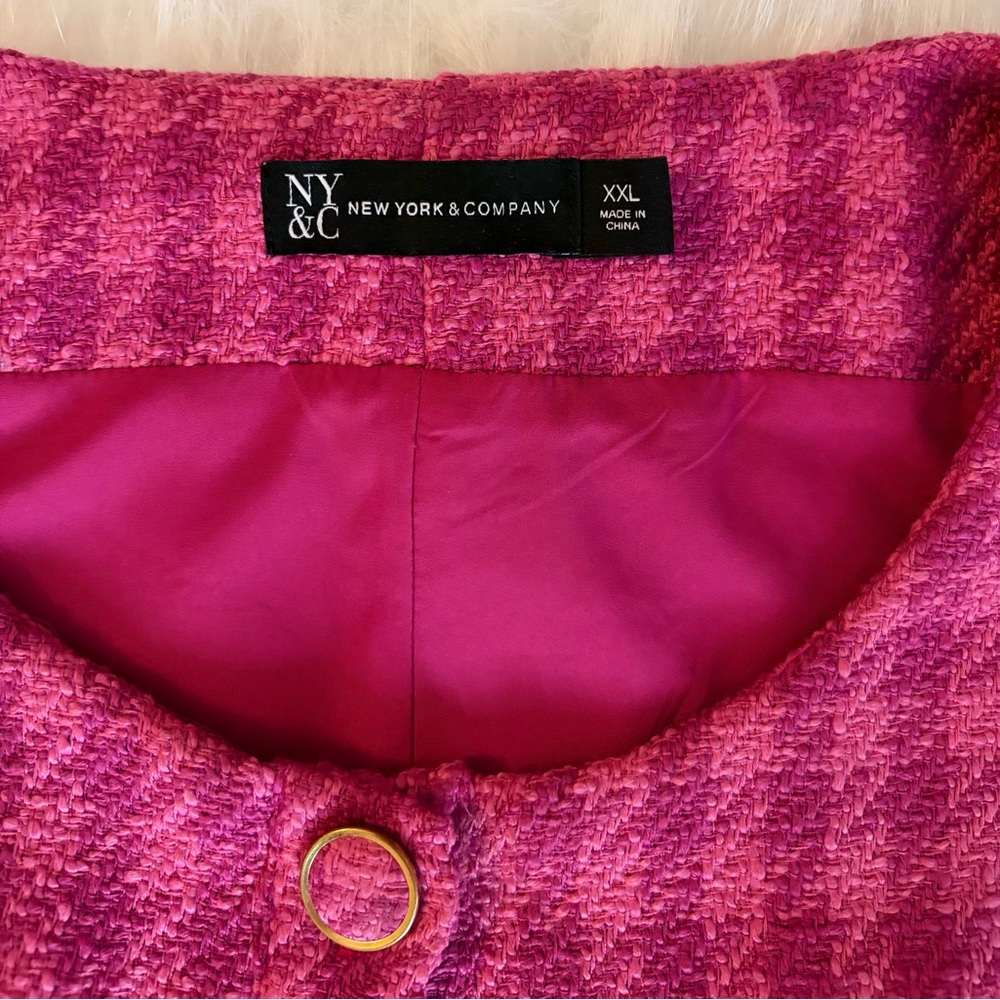 New York & Company Pink Houndstooth Mod Mini Dress - Picture 2 of 3